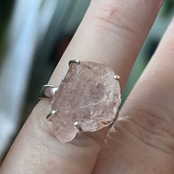 Genuine morganite rose gold 6 & silver ring 8 - Picture 6 of 8